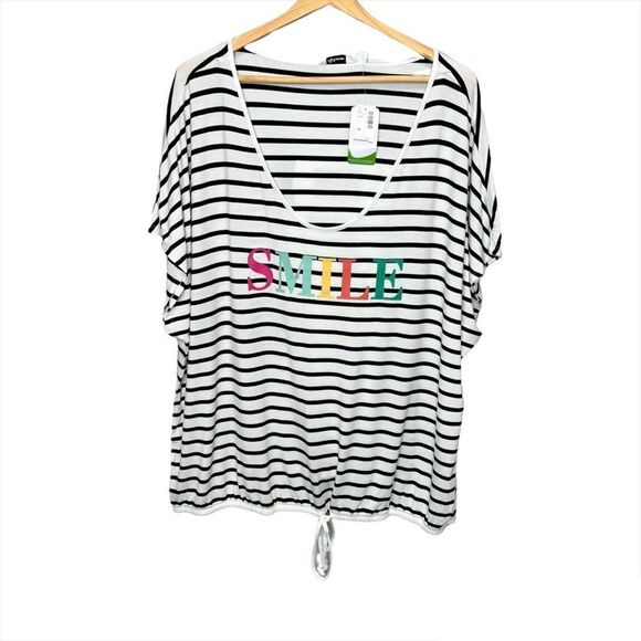 Reitman’s 𝅺Extended Sleeve Striped Tee with Front Tie Size 3x - Picture 4 of 9